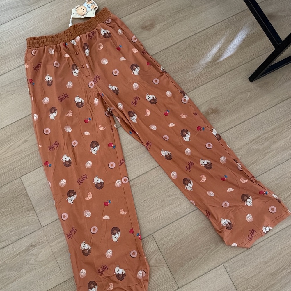 Brown Patterned Pajama Pants
